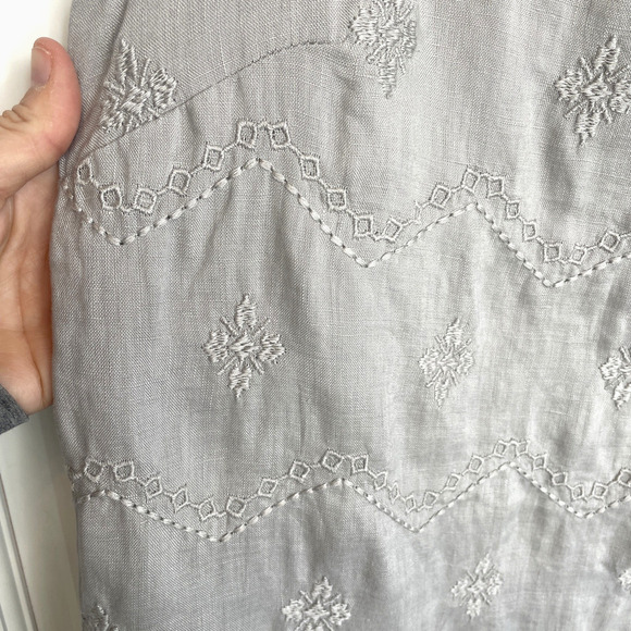 St. Tropez West Women’s Embroidered Linen Sleeveless Blouse Sz S Boho Lagenlook - Picture 8 of 14